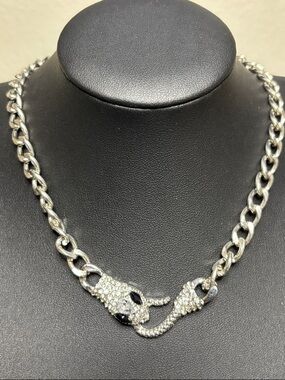 Snake Bling Silver Tone Chain Choker Edgy Fashion Necklace